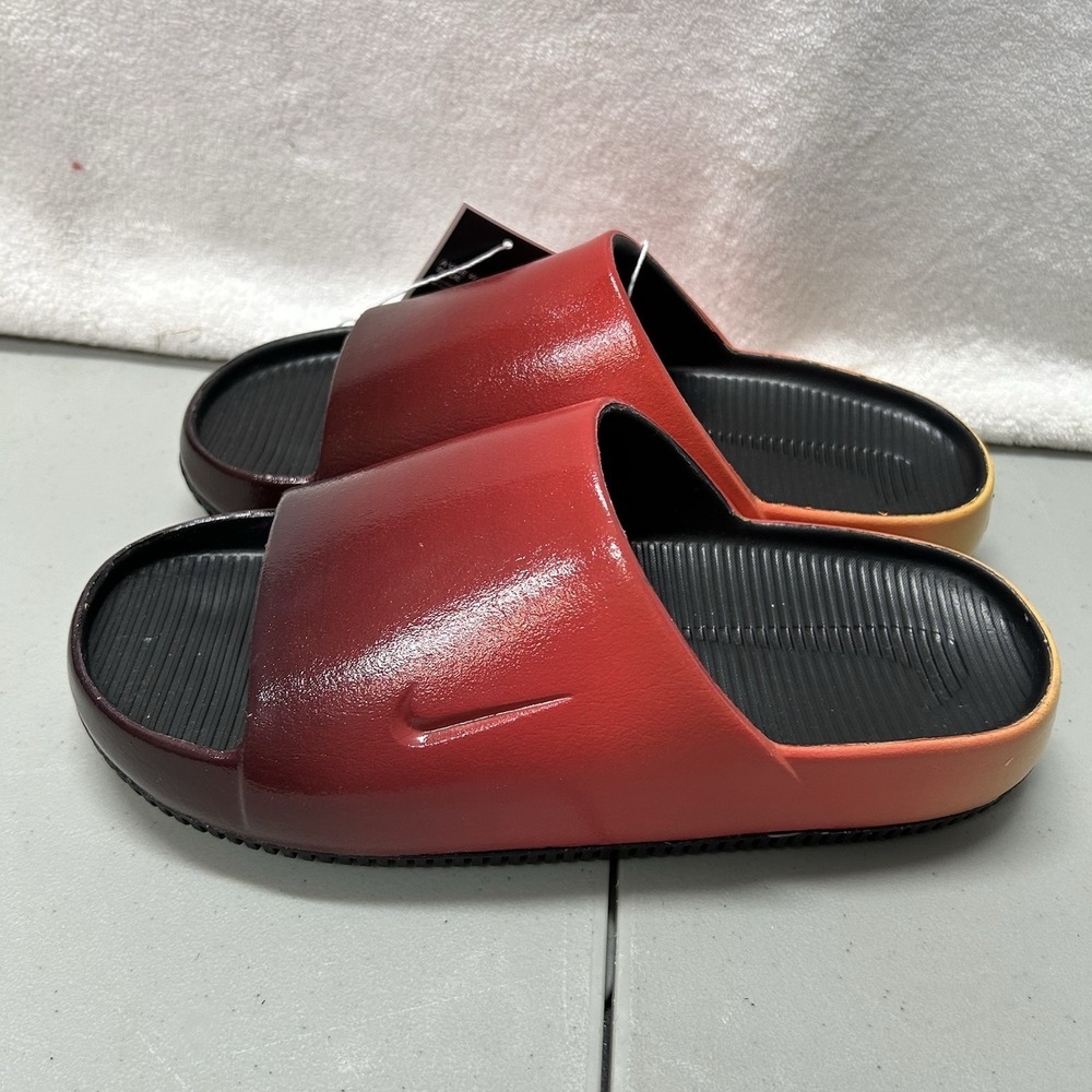 Nike Womens Size 8 A'ja Wilson Calm Slide Rush Red/Electric Yellow Sandals